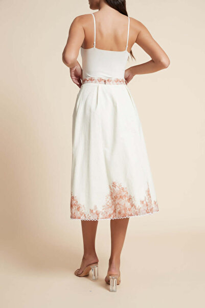 Yola Floral Midi Skirt with Belt