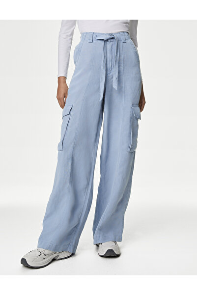 Marks & Spencer Wide Leg Keten Kargo Pantolon