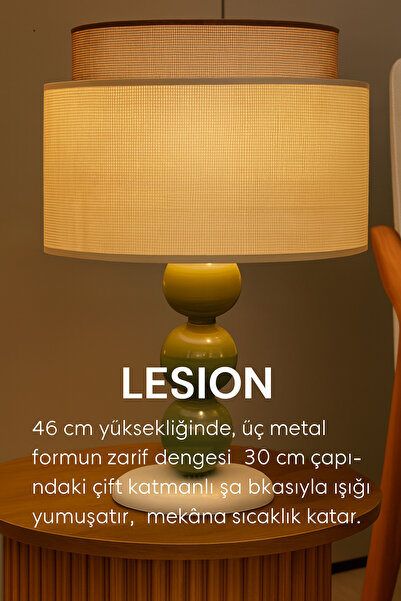 metstar Lesion Yeşil Boyalı Metal Abajur