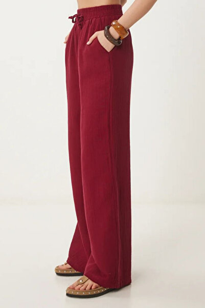 Balenbi Women's Lightweight Transparent Elastic Waist Palazzo Muslin Pants 1096