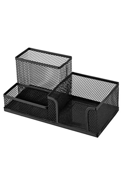 Limmy Metal Perfore 3 Gözlü Set, 3 bölmeli tel kalemlik -Siyah