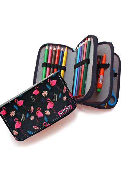 Limmy حافظة أقلام من الجلد النباتي بتصميم أوراق الفلامنغو، حافظة أقلام بثلاثة...