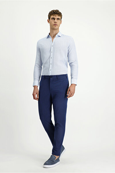 Kiğılı Super Slim Fit Ekstra Dar Kesim Likralı Çizgili Klasik Kumaş Pantolon