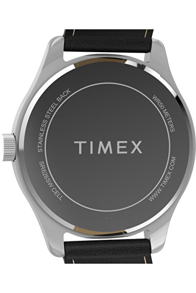 Timex Main Street 42mm Leather Strap Watch