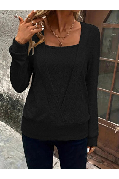 COjans Γυναικεία μακρυμάνικη μπλούζα με διπλό στήθος και λεπτομέρεια μανσέτας στο στρίφωμα