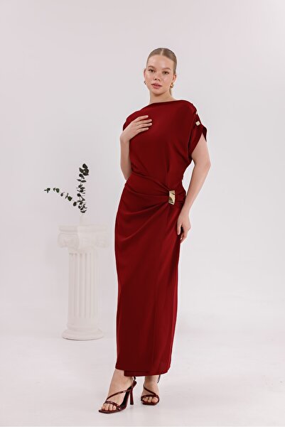 SHINING STAR Mulier Kısa Kollu Tokalı Elbise 9020