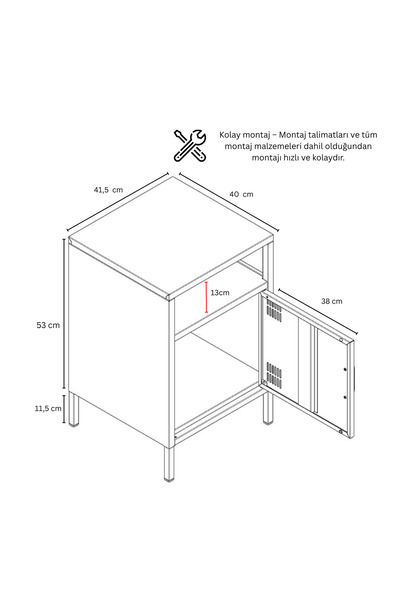 Furni24 Pera Komodin Açık Raflı 41,5 x 40 x 64,50 cm - 9 Renk Seçeneği Bulunmaktadır