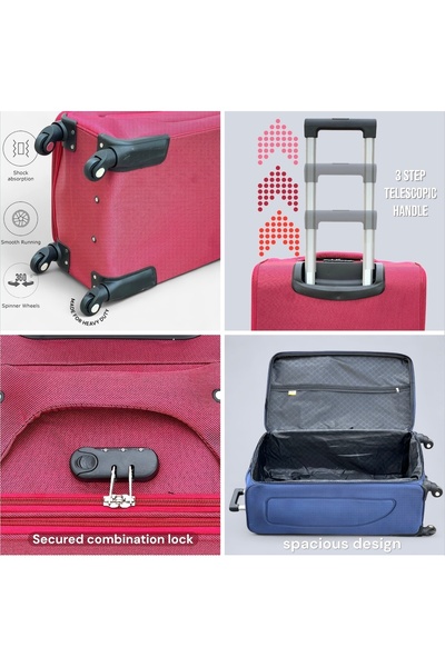 ZAAPPY Soft Material Luggage Lightweight Check in Size, Secured Lock, 4 Spinner Wheels