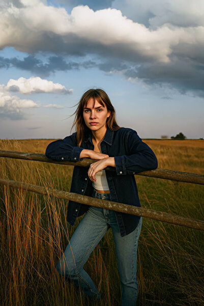 BANNY JEANS Kadın Oversize Jean Gömlek Lacivert