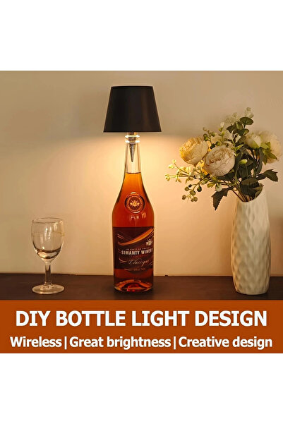 DeftHike Cam Şişe Uyumlu Dokunmatik Masa Lambası Ambiyans Işığı Şarjlı 3 Renk...