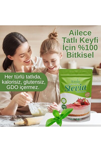 Fibrelle Double Zero Slim Stevia Toz Tatlandırıcı 1 kg - Kalorisiz Yoğun Tatlandırıcı / Ketojenik Eko Boy