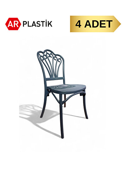 AR PLASTİK Viktor Kıvrımlı Mutfak Sandalyesi 4 ADET, Bahçe Sandalyesi, Balkon...