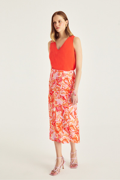 Naramaxx Desenli Kruvaze Etek