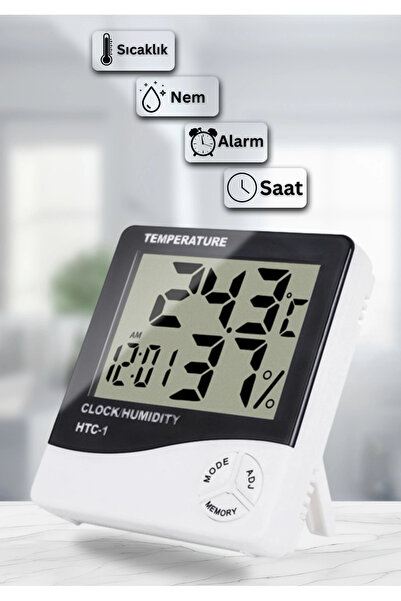 edewatt Dijital Oda Termometre Sıcaklık Ve Nem Ölçer Masa Saati Alarm Pil DAHİL