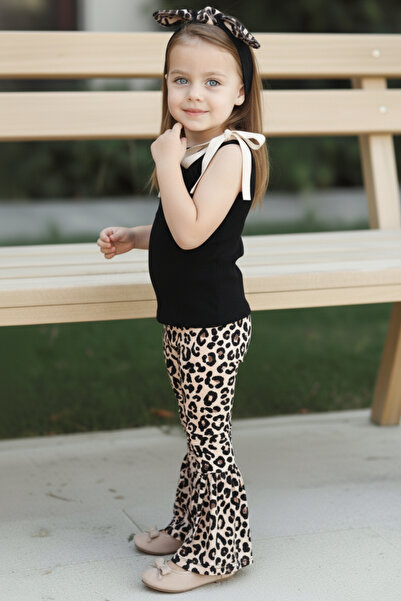 Parla Kids Girls' Leopard Halter Blouse Leopard Spanish Leggings Bandana Set