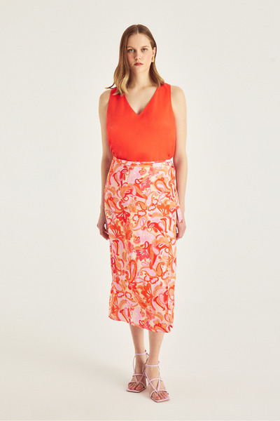 Naramaxx Desenli Kruvaze Etek