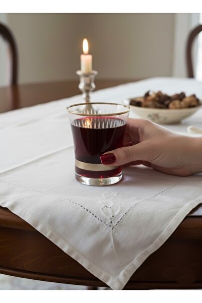 Paşabahçe Silver Detailed Set of 6 Glass Water Glasses - Luxurious Tableware Silver Gilded Presentation