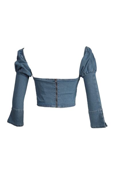 BANNY JEANS Watermelon Sleeve Light Blue Denim Bustier
