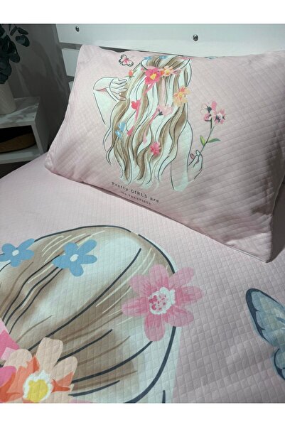 yok yok evim eve dair her şey Princess Patterned Baby Kids Single Pique and Pillowcase Bedspread Set