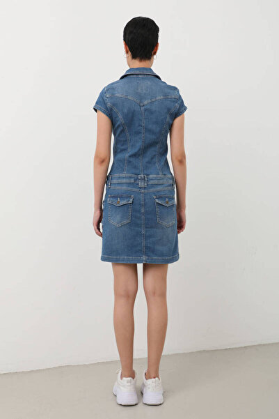 BANNY JEANS Γυναικείο τζιν φόρεμα με τσέπη με φερμουάρ