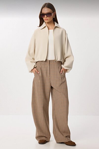 Safgiyim44 Lined Zippered Bomber Jacket with Elastic Waist