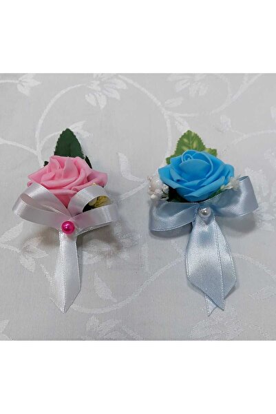 OEM Set de zece Flori de Piept, pentru frati si surori pe bleu respectiv roz
