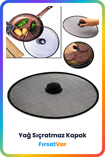 FırsatVar Yağ Sıçrama Önleyici Kapak 29cm Tava Tencere Koruyucu Metal Süzgeç ...
