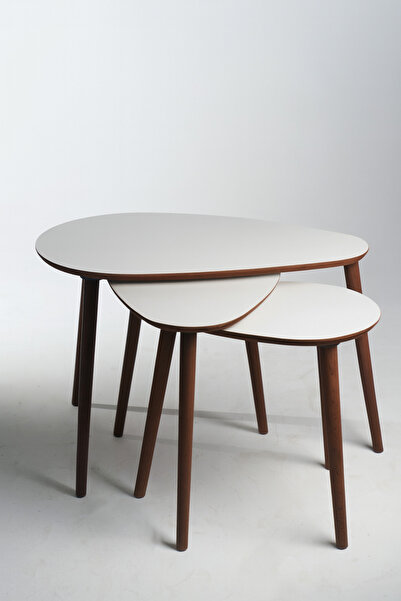 AYGE Paris 3lü Zigon Sehpa %100 MDF Beyaz