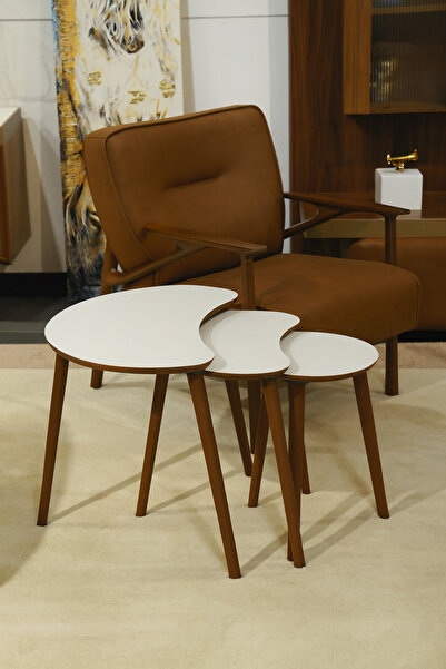 AYGE Berlin 3lü Zigon Sehpa %100 MDF Beyaz