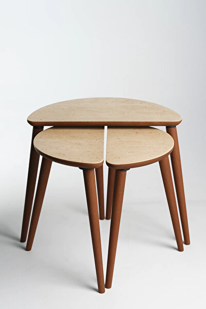 AYGE Roma 3lü Zigon Sehpa %100 MDF Traverten