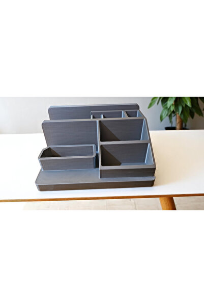WaveOra Desktop Organizer – Multi-Compartment Pen Holder - Gray