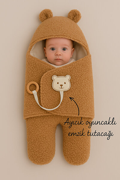 Tomuycuk Welsoft Plush Baby Swaddle Blanket Footed Sleeping Bag |   Winter Thick Coat |   0-12 Months Newborn