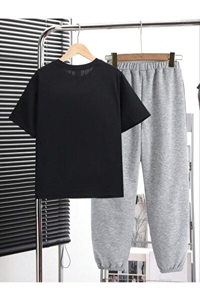 REBRAND Oversize Sports T-Shirt Set - Printed Bottom Top Tracksuit