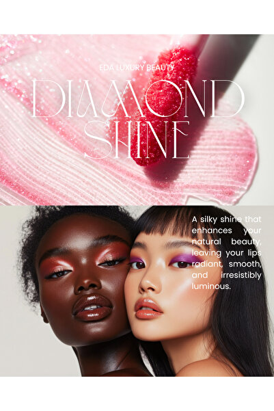 EDA LUXURY BEAUTY Love Dose Şeftali Rengi Pembe Simli Dudak Parlatıcısı Lipstick Lüks Parlak Ruj Diamond Lip Gloss