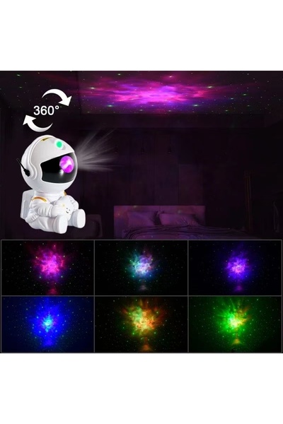 SolinpaTech Astronot Şekilli Nebula Galaksi Projektör Gece Lambası Kumandalı Gökyüzü Işıklandırma Masa Lambası