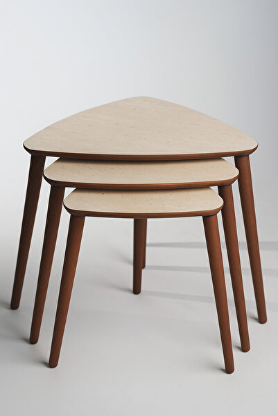 AYGE Tokyo 3lü Zigon Sehpa %100 MDF Traverten