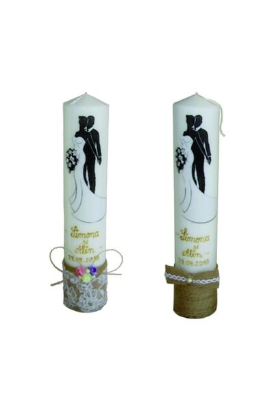 OEM Wedding Candles set of 2 pieces, Rustic model, Personalized, diameter 7 cm, length 35 cm