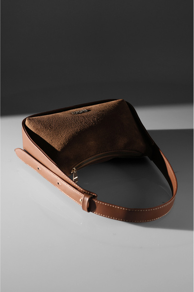 Rimense Women's Tan Suede Hand and Shoulder Bag