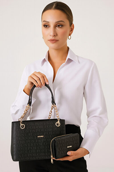 Just Polo مجموعة محفظة حقيبة مطبوعة بحزام مزدوج ومتعددة الأقسام 2181