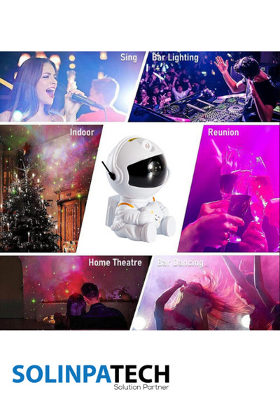 SolinpaTech Astronot Şekilli Nebula Galaksi Projektör Gece Lambası Kumandalı Gökyüzü Işıklandırma Masa Lambası