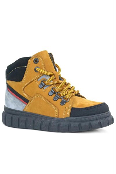 Rakerplus Γνήσιες δερμάτινες κίτρινες αγορίστικες μπότες με φερμουάρ