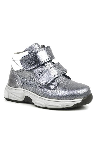 Rakerplus Справжня шкіра, платиновий сірий, на липучках, з хутром, дитячі спортивні черевики для дівчаток