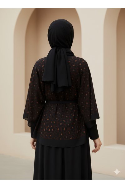 tarzınısec New Season Comfortable Modern Leopard Oversize Poncho / Hijab Tunic - Poncho