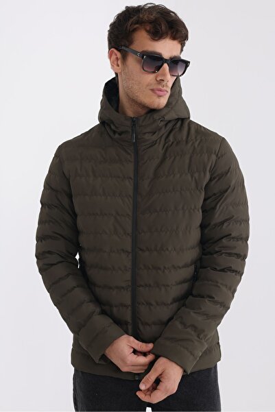 D1fference Men's Khaki Lined Windproof Hooded Winter Jacket