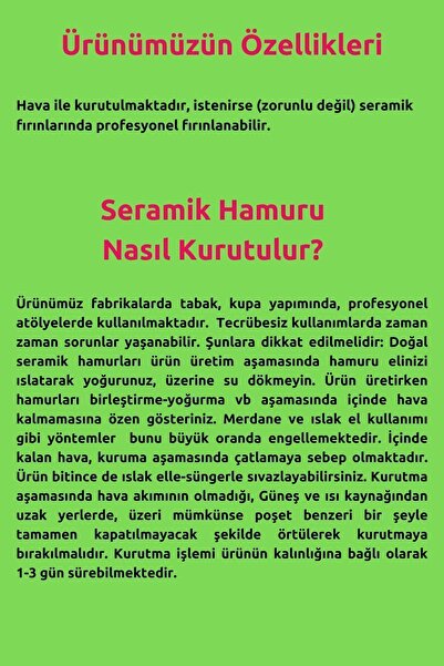 O&S Oyun ve Sanat Eğlen-Üret Seramik Hamuru 4000 Gr, 7li Plastik Ebeşuar, Kesme Teli ipi, Guaj, Doğal Kil Çamuru Hobi Yapım Seti