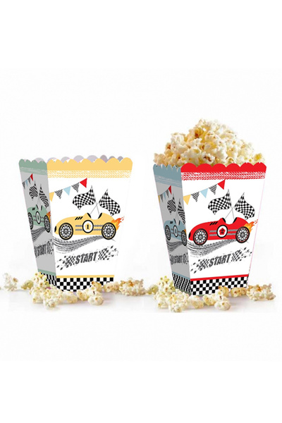 parti pera Araba Yarış Temalı Mısır Kutusu Popcorn 8'li Paket
