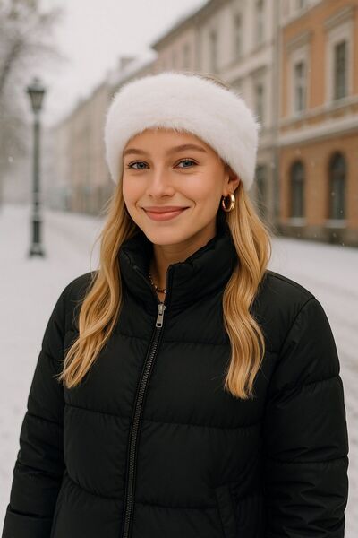 FELLMENS Ecru Soft Textured Λούτρινο Γυναικείο Μπαντάνα