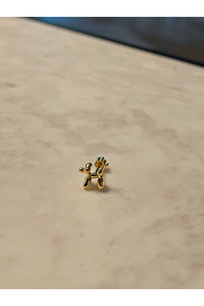 Siminkari 925 Ayar Gümüş Altın Kaplama Balon Köpek Piercing Gold