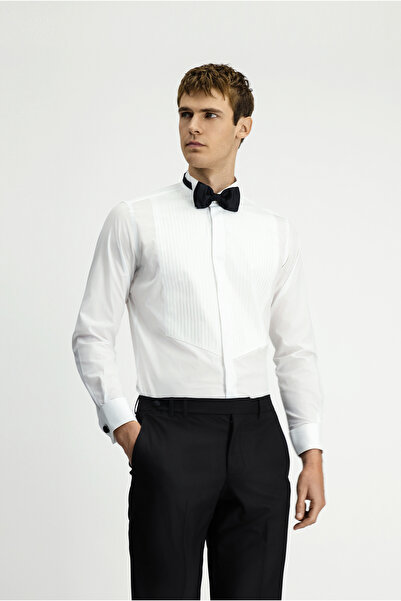 Kiğılı Ata Yaka Slim Fit вузький крій бавовняна сорочка з плісированим коміром