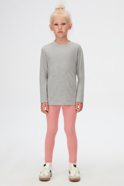 LOVETTI Unisex Ανοιχτό Γκρι Παιδικό T-Shirt - Crew Neck, Μακρύ μανίκι